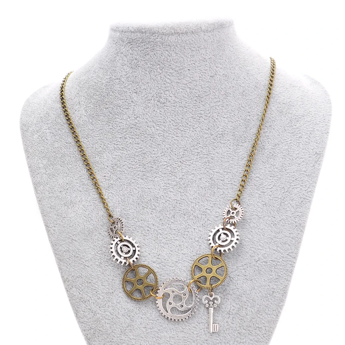 Vintage Steampunk Gear Combination Pendant Necklace