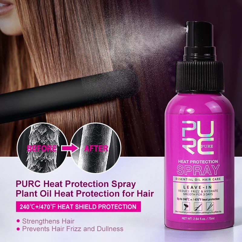 PURC Argan Oil Heat Protection Spray  Smoothing, Frizz Control, Dry Hair Treatment