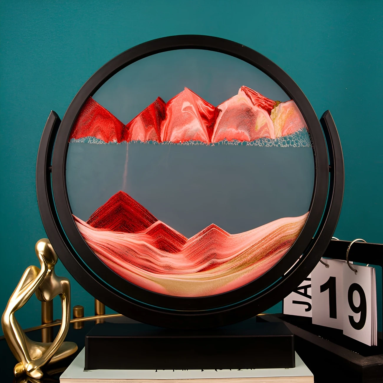 Dynamic 3D Sand Art Centerpiece  Glass & Plastic, Ideal for Home & Office Decor, Perfect for Fathers Day, Mothers Day, Weddings, and Holidays