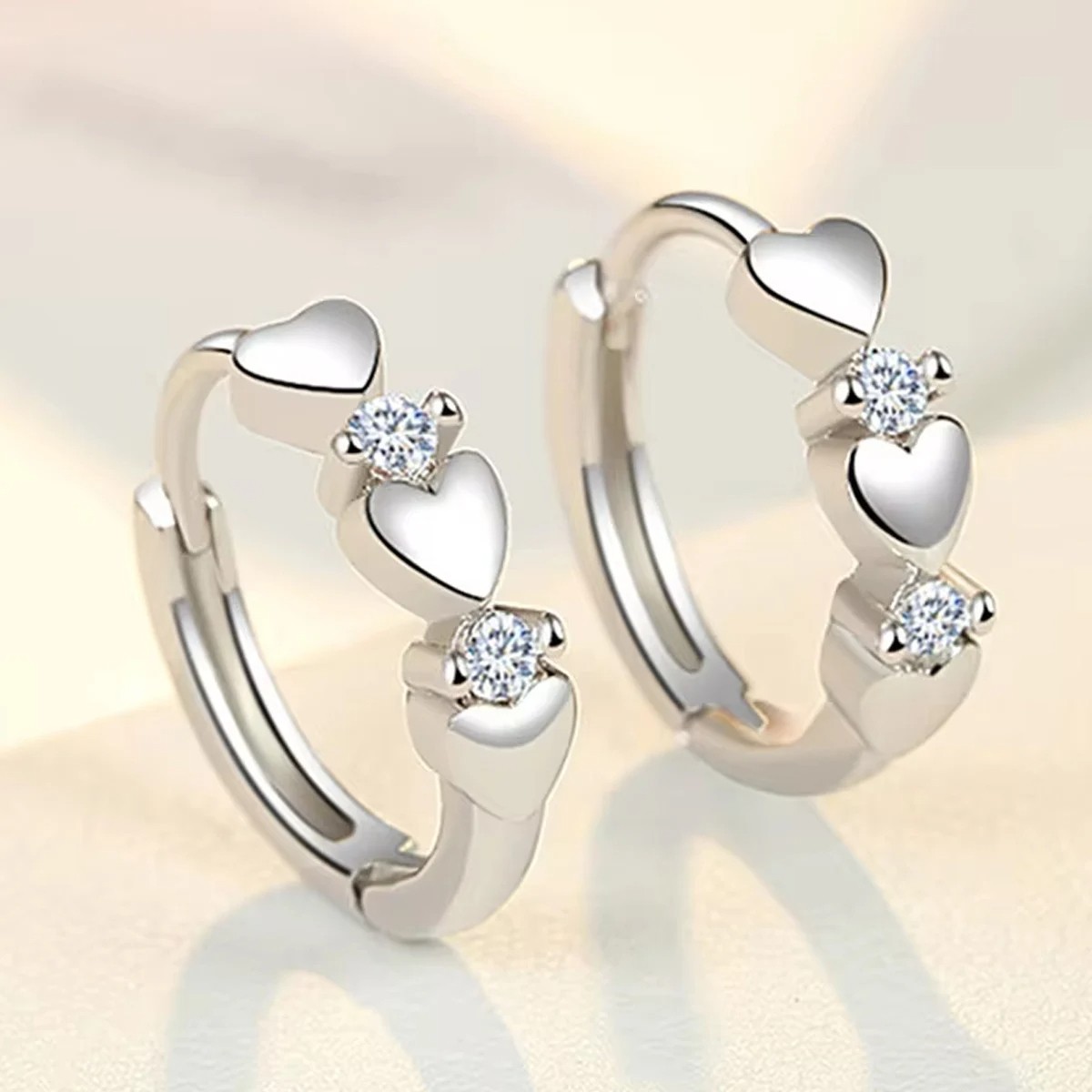 Cute Heart Small Hoop Earrings for Women