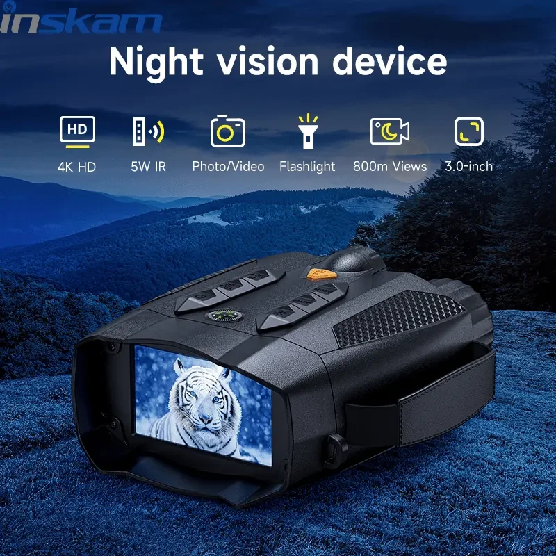 INSKAM 4K HD Night Vision Binoculars with 7.62cm Display