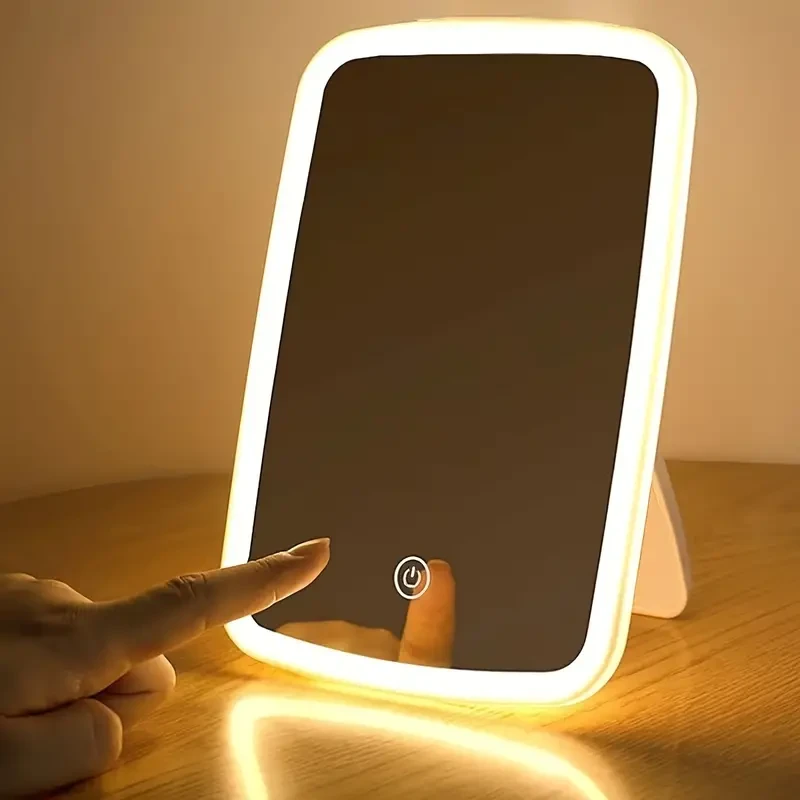 LED Makeup Mirror with Touch Sensor - 3 Color Modes, Portable & Rechargeable