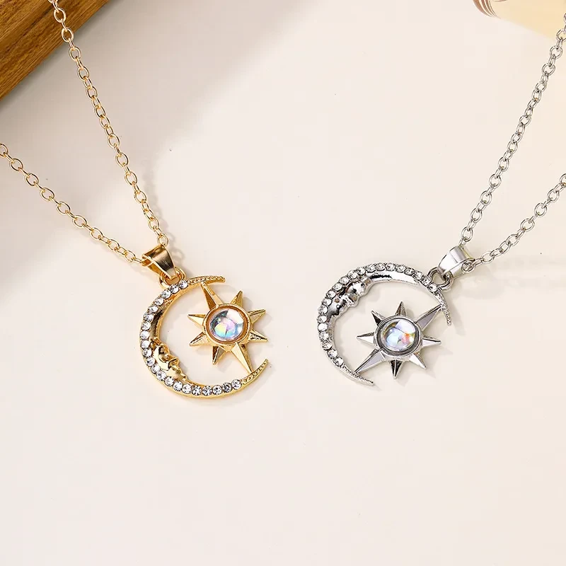 Fashion Jewelry Diamond Moon Necklace For Women