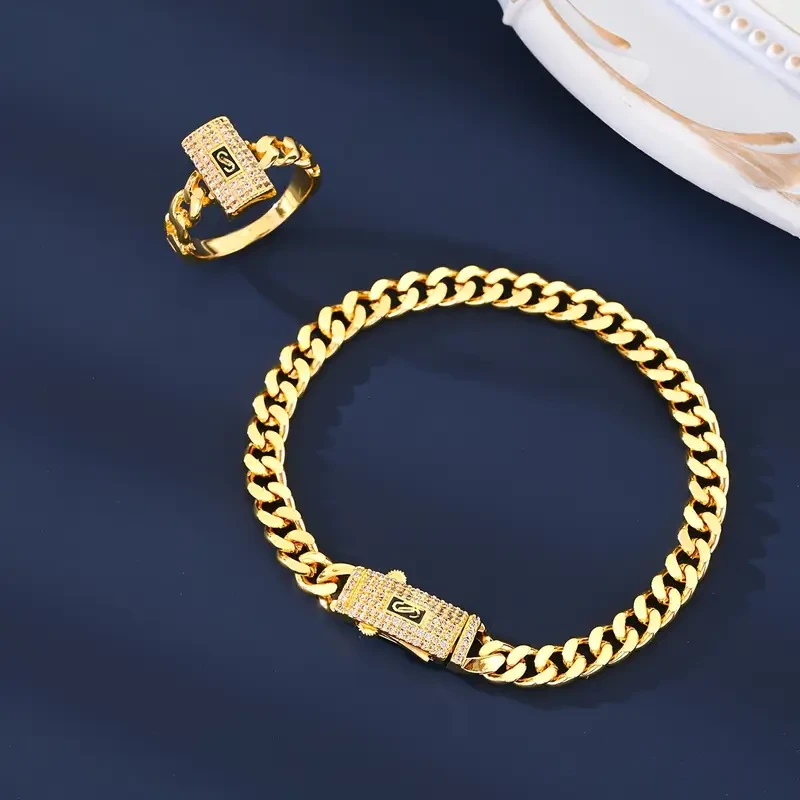 Fashionable Zirconia Earrings, Necklace, Ring, Bracelet Set for Ladies