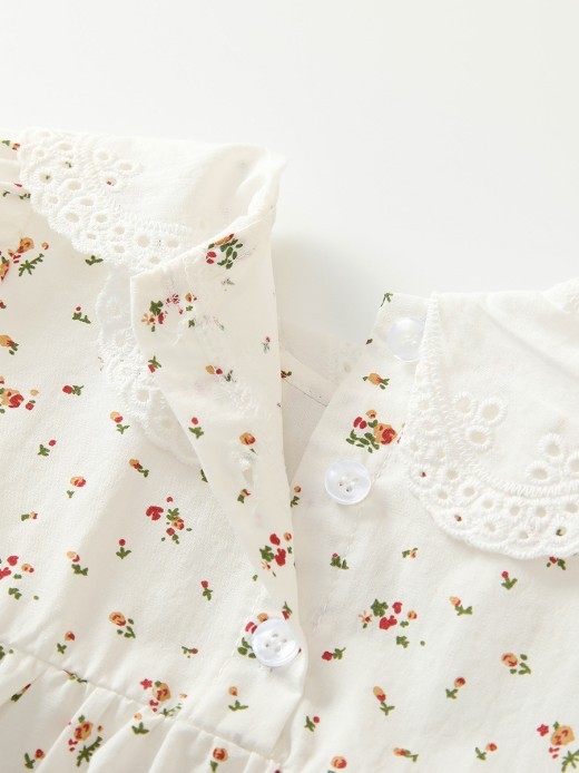 Girls' Floral Newborn Western Style Jumpsuit