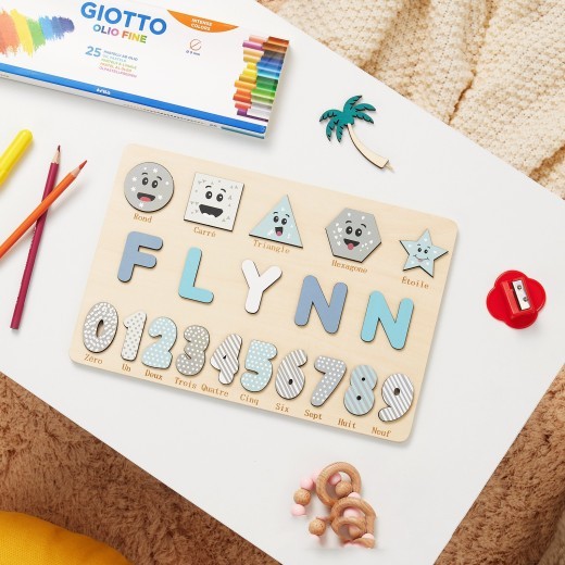 Wooden Digital Children Shape Recognition Hand Holding Puzzle Board