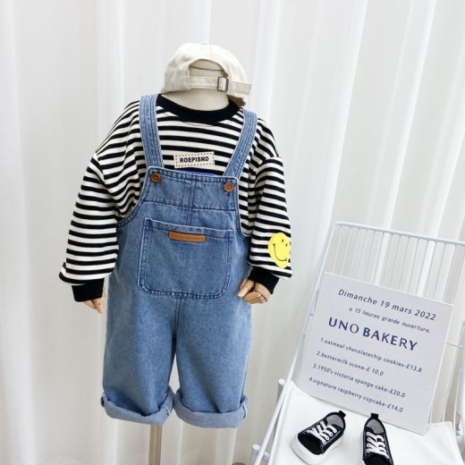 Children's Popular Denim Simple Suspender Pants