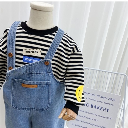 Children's Popular Denim Simple Suspender Pants
