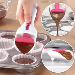 Cake Batter Scoop Can Push Labor-saving Cupcake Spoon Cake Batter Distribution Liquid Chocolate Sauce Batter Measuring Spoon Kitchen Gadgets
