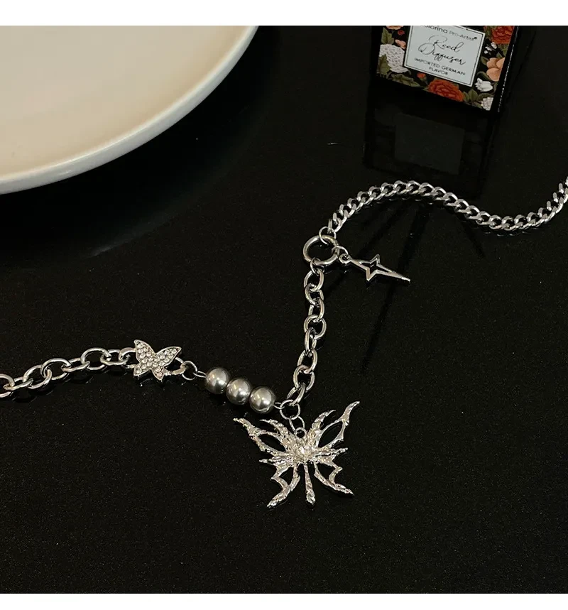 Hollow Butterfly Stitching Cross Necklace