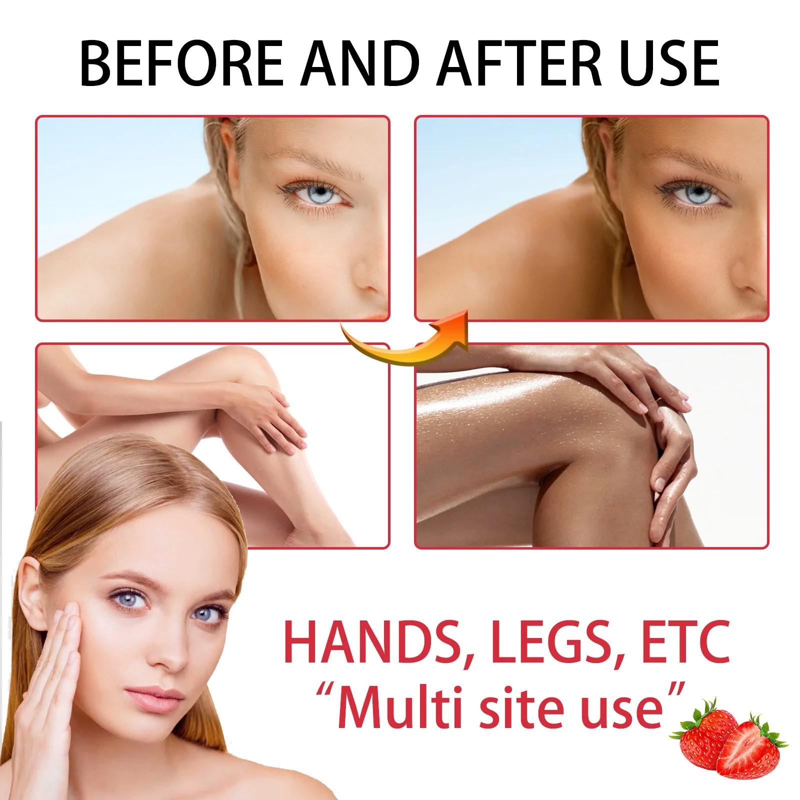 Strawberries Body Quick Tanning Spray  Sunless Summer Tan Bronzer Lotion, 100ml