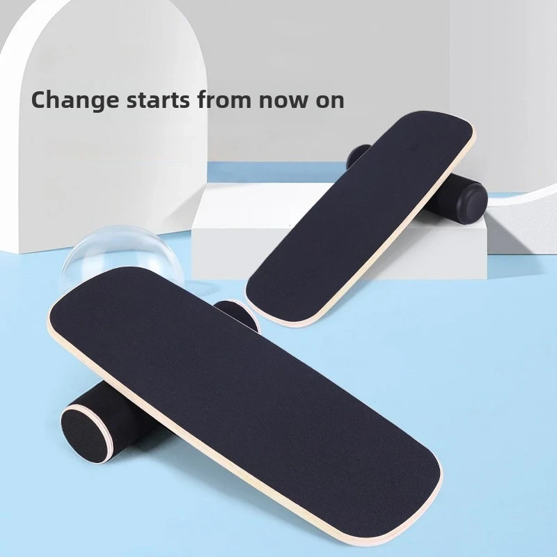 Black Wooden Yoga Roller Balance Board