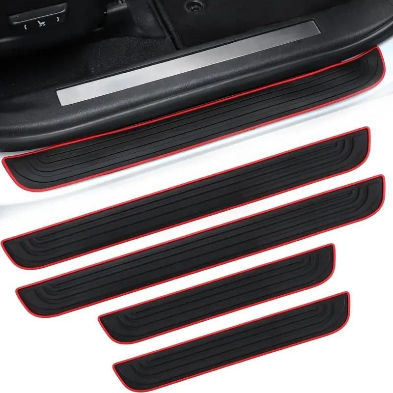 4 Black Rubber Door Sills with Red Trim