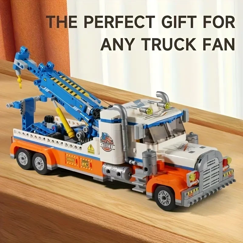 1000pcs Mixed Color ABS Building Blocks Set - City Engineering Truck with Crane