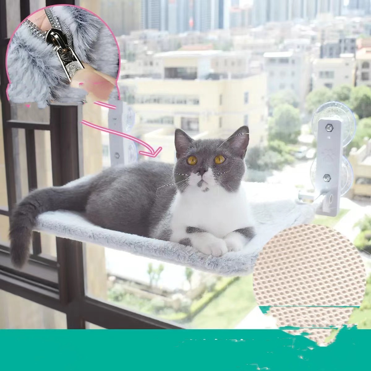 Foldable Cat Window Hammock with Strong Suction Cups