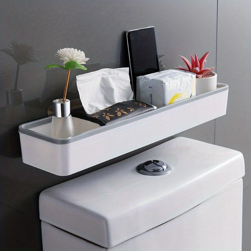 LDQ Sleek White Wall-Mounted Toilet Caddy