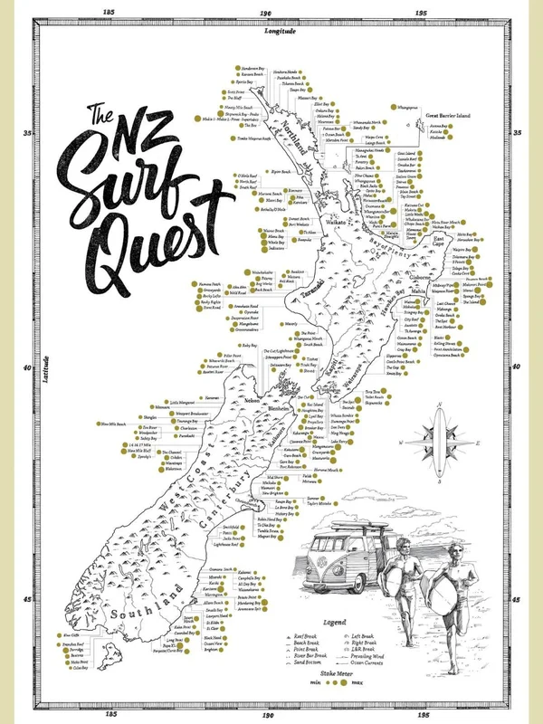 The NZ Surf Quest - Scratch Map