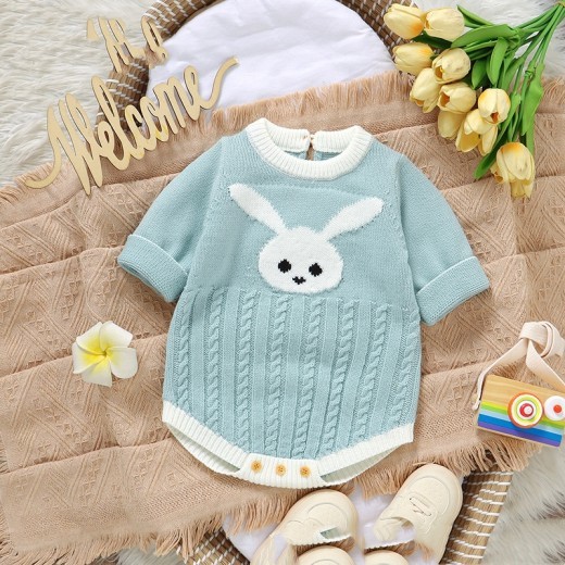Infant Bunny Jacquard Triangle Rompers Romper