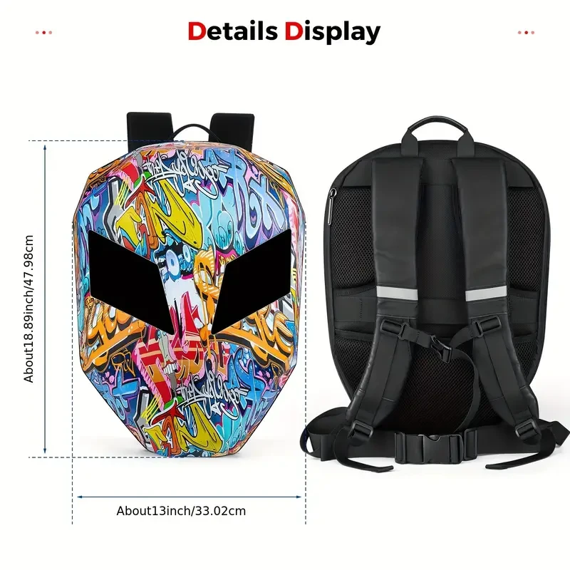 Graffiti-Style LED Motorcycle Helmet Backpack