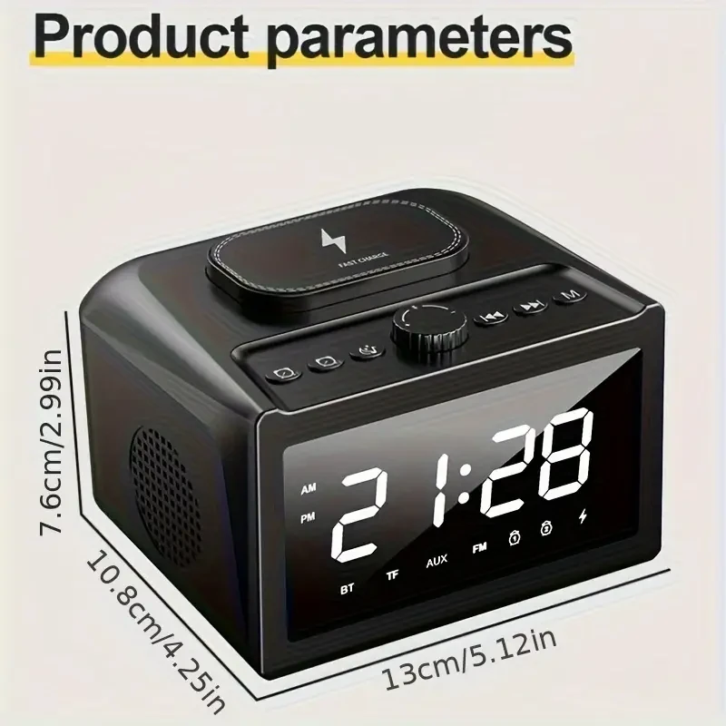 Wireless Clock Speaker with Alarm, Sound System