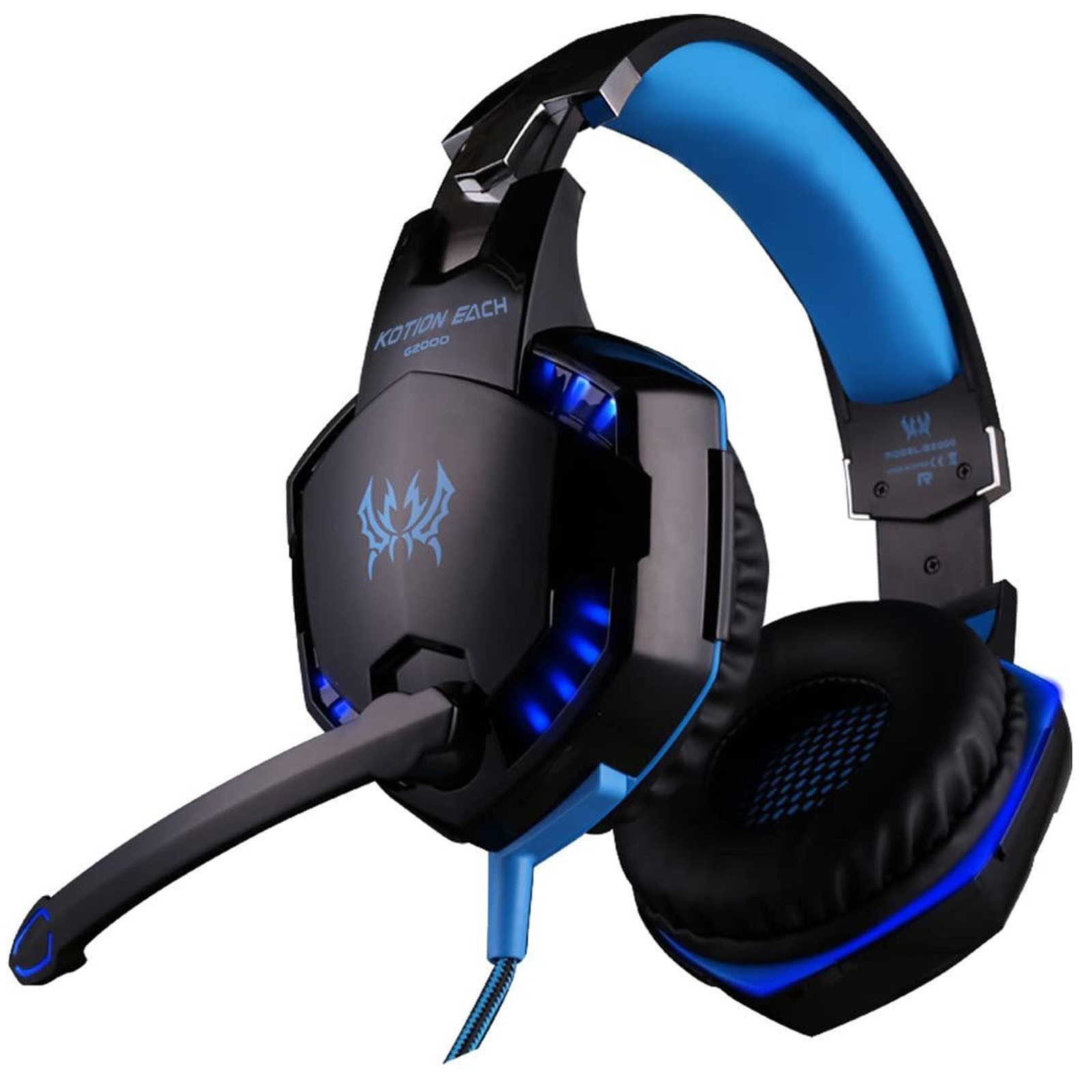 G2000 Gaming Headset  Immersive Audio, Noise Cancelling Mic, LED Lights, Soft Memory Earmuffs