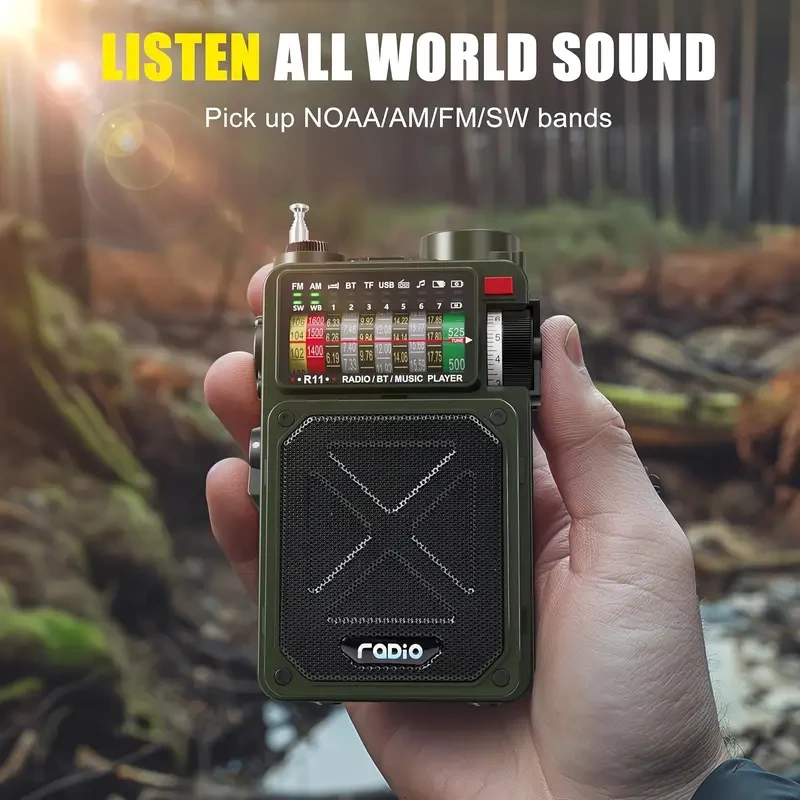 Compact Vintage-Style Emergency Radio with LED Display