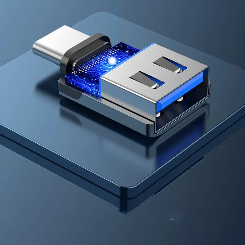 USB 3.0C Male To A Female OTG Adapter Aluminum Alloy Grey With Lanyard