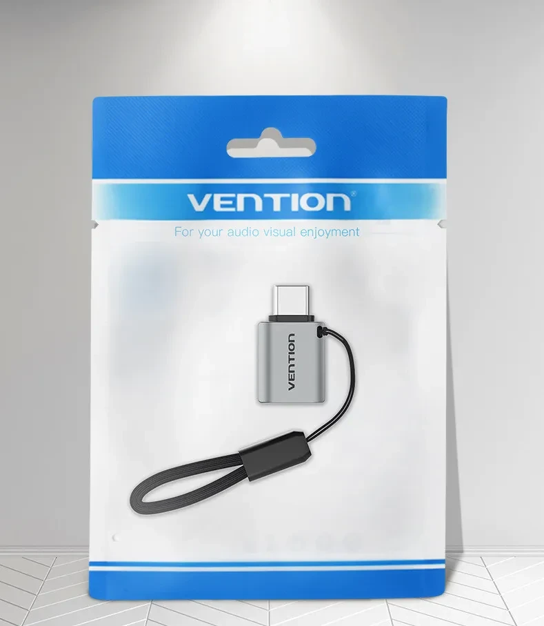 USB 3.0C Male To A Female OTG Adapter Aluminum Alloy Grey With Lanyard