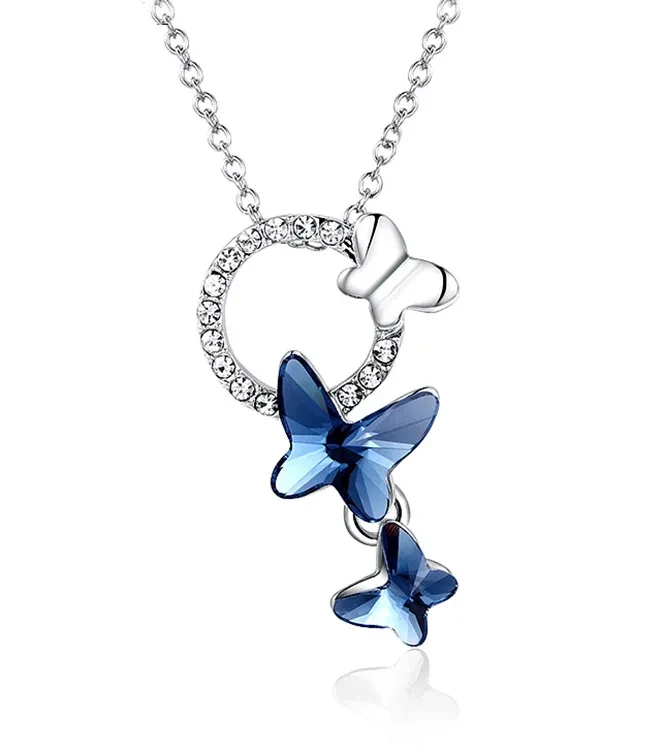 Adopt Austrian Crystal Butterfly Pendant Necklace