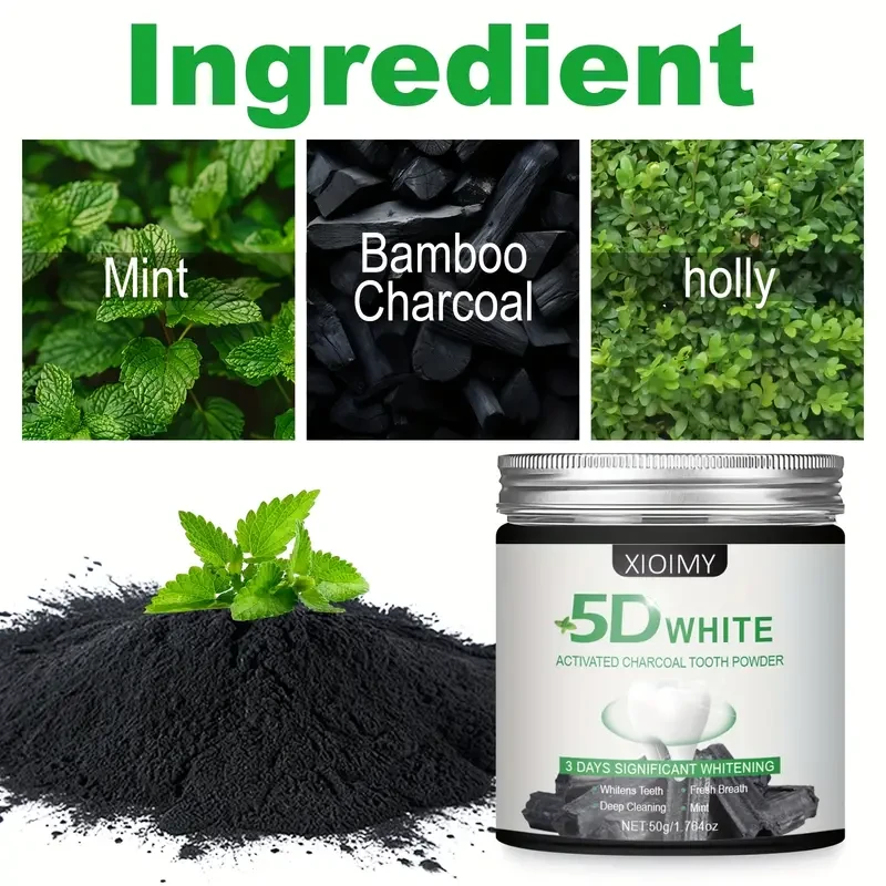 2pcs activated carbon teeth whitening powder