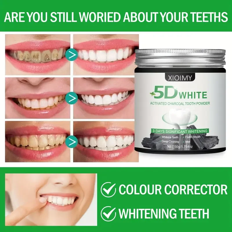 2pcs activated carbon teeth whitening powder