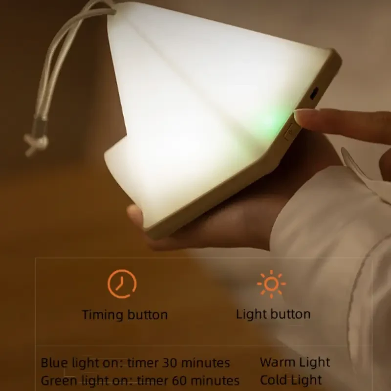 1pc Tent-Shaped LED Pendant Light USB Rechargeable 1200mAh Lithium Battery, Multi-Mode Mood Lighting for Bedroom, Home, Office Decor, Desk & Scene Decoration