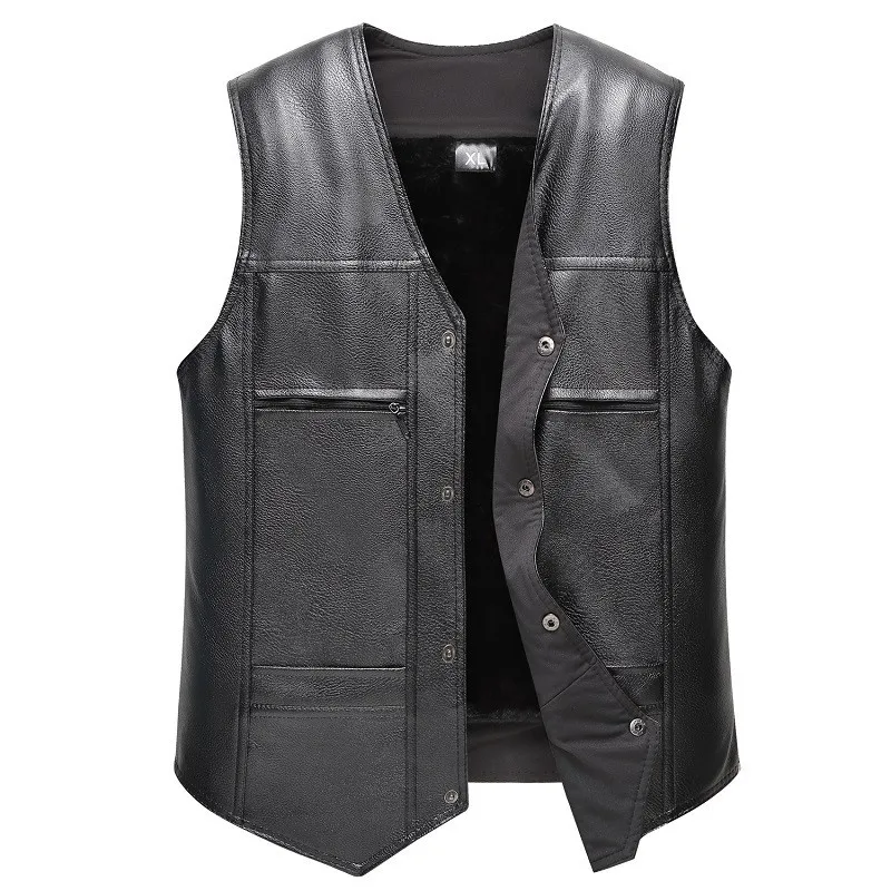 Men's Leather Vest With Collar