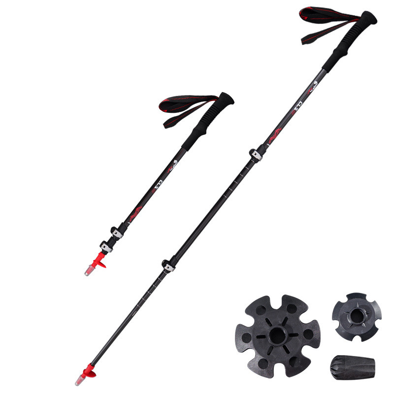 Outdoor carbon fiber trekking pole lightweight carbon outer lock telescopic walking stick