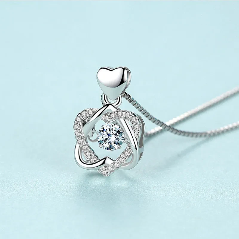 Girls star love fashion rhinestone necklace