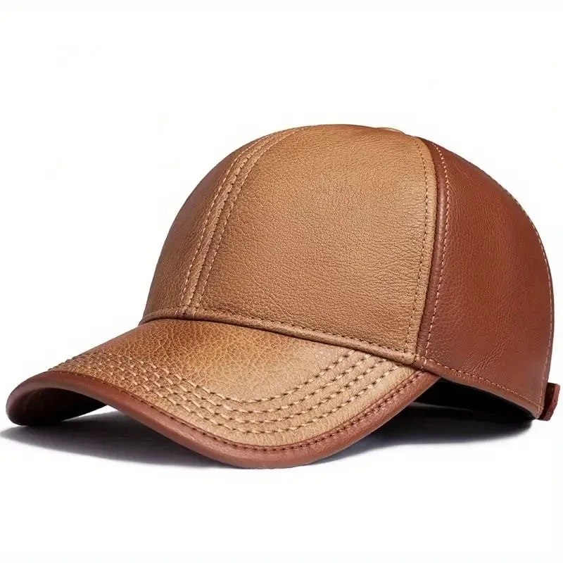 Genuine Leather Baseball Cap for Men and Women