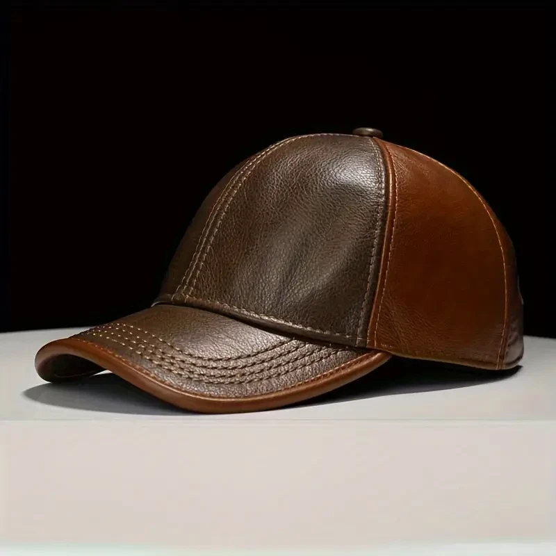 Genuine Leather Baseball Cap for Men and Women