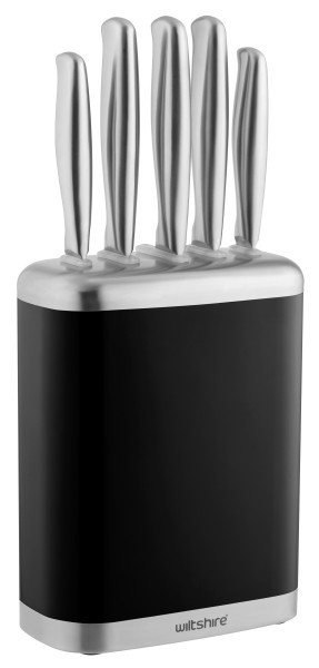Knife Block 6-Piece Set - Black  - Wiltshire