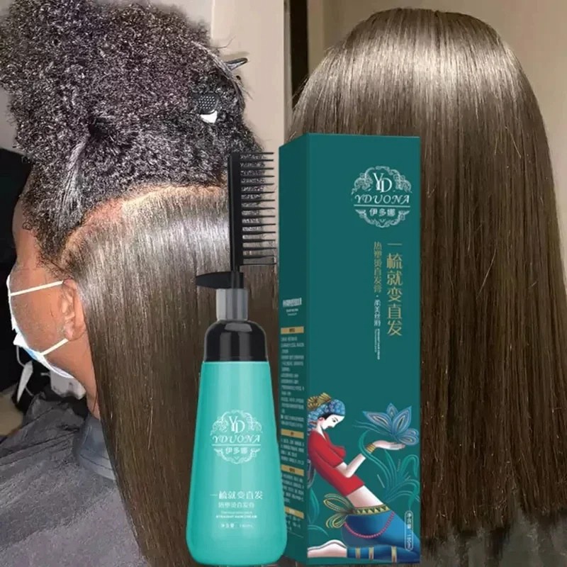 Hair Straightening Cream and Comb Set Repair Hair Frizz, Beautiful Protein Smooth Care