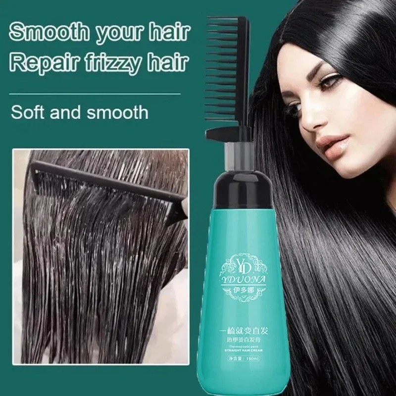Hair Straightening Cream and Comb Set Repair Hair Frizz, Beautiful Protein Smooth Care