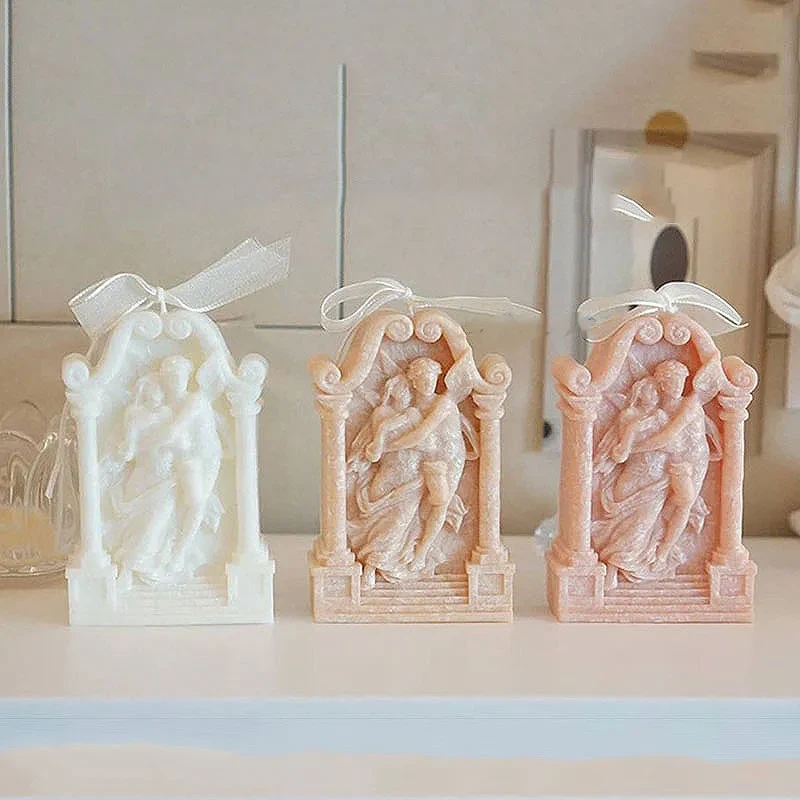 Ancient Greek Couple Angel Aromatherapy Gypsum Candle Chocolate Baking Cake Decorating Silicone Mold
