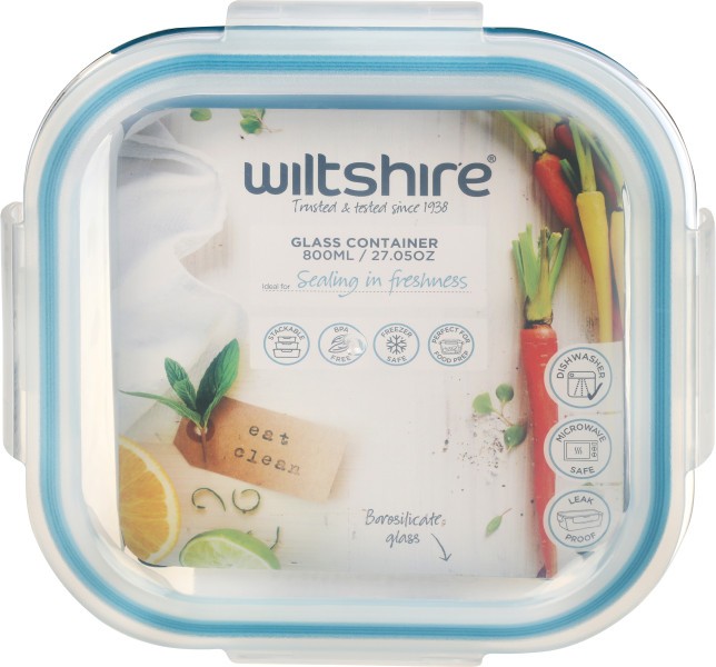 Square Glass Container 800ml  - Wiltshire
