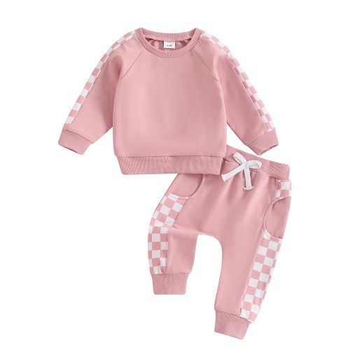 Checkerboard Printed Baby Suit Letters