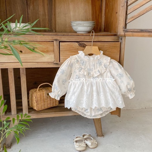 Sweet Cutout Lace Print Baby Bodysuit Jumpsuit