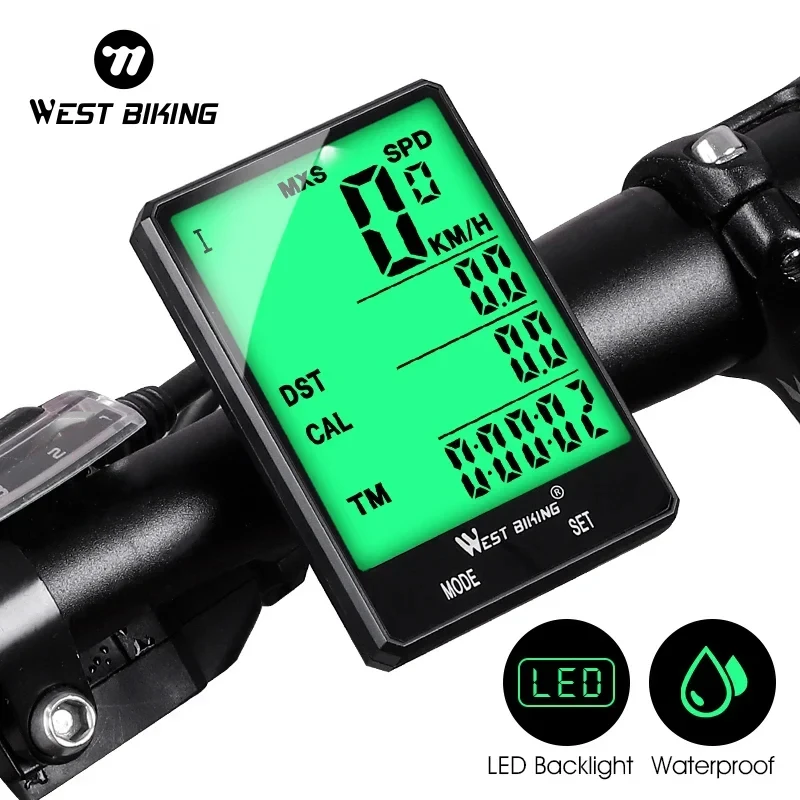 WEST BIKING Cycling Speedometer Digital Waterproof Bike Odometer, Wireless and Wired 20 Functions