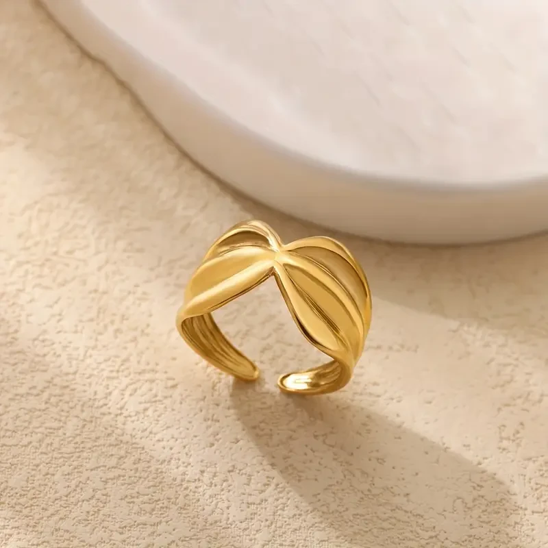 1pc Elegant Bohemian Golden Stainless Steel Open Ring  Perfect Gift for Women, Ideal for Daily Wear and Holiday Parties, Adjustable Size, Fashion Jewelry, Elegant Ring, Stainless Steel Ring