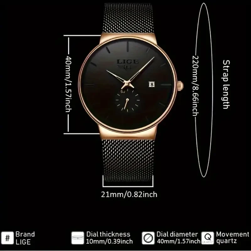 LIGE Fashion Women's/Men's Watch Top Brand