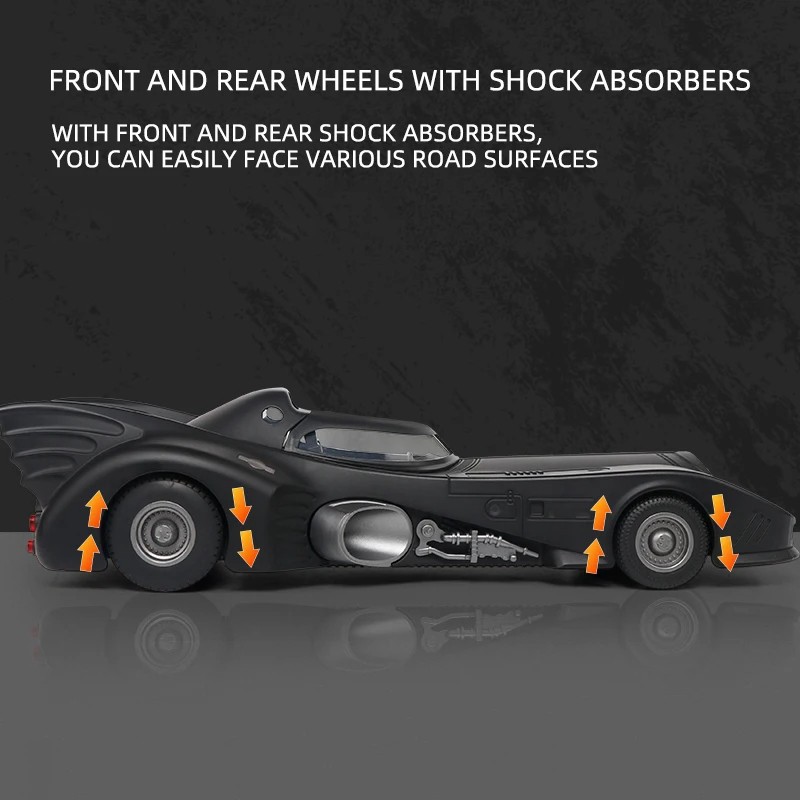 Large 1:18 1989 Batmobile Classic Tank Alloy Metal Diecast Model Car with Sound & Light