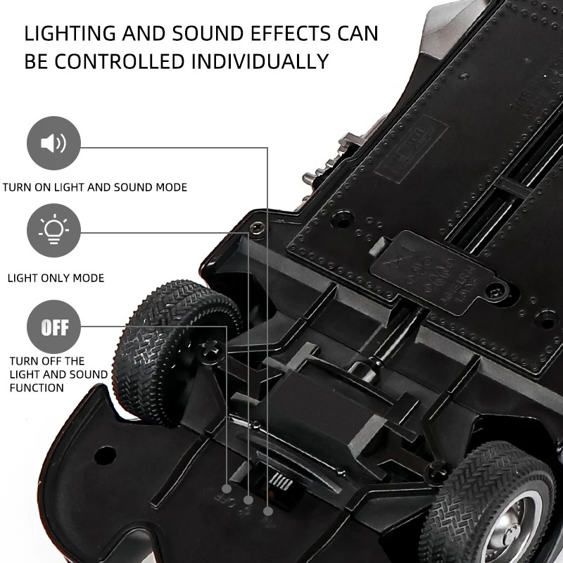 Large 1:18 1989 Batmobile Classic Tank Alloy Metal Diecast Model Car with Sound & Light