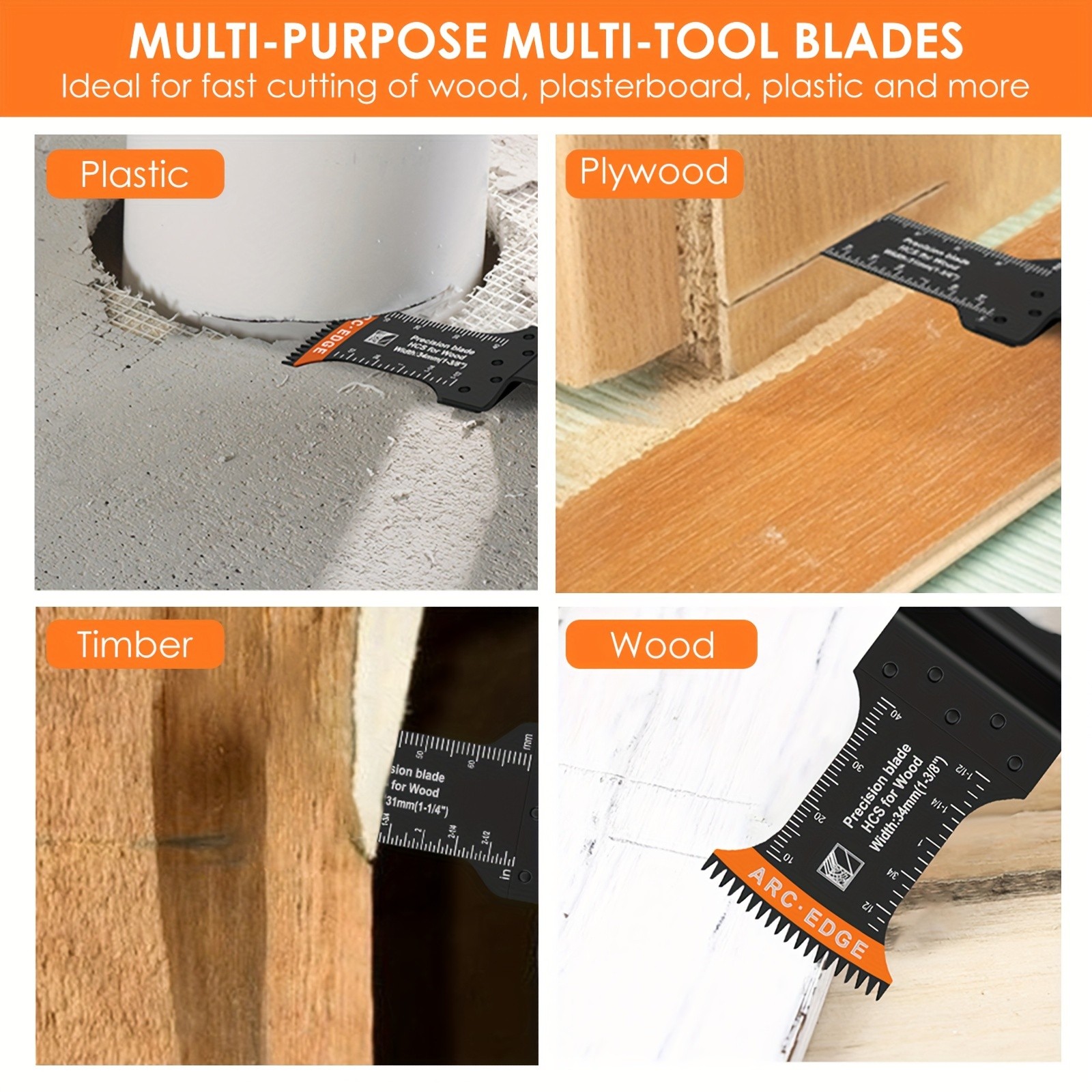 50pcs Oscillating Saw Blades High Carbon Steel 44mm Arc Edge Blades, Sharp Wear Resistant Oscillating Blades, Fast Cutting Saw Blades For Cutting Wood Plastic Metal